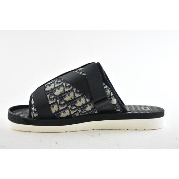 Dior Mens Alpha Sandal Beige Black Blue Oblique Jacquard Logo Slide Slip On 42 9 - Picture 8 of 11